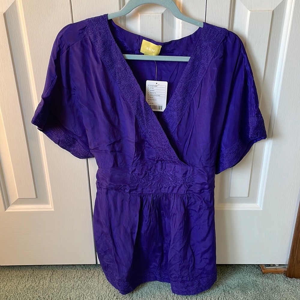 Purple blouse, Anthropologie brand Maeve